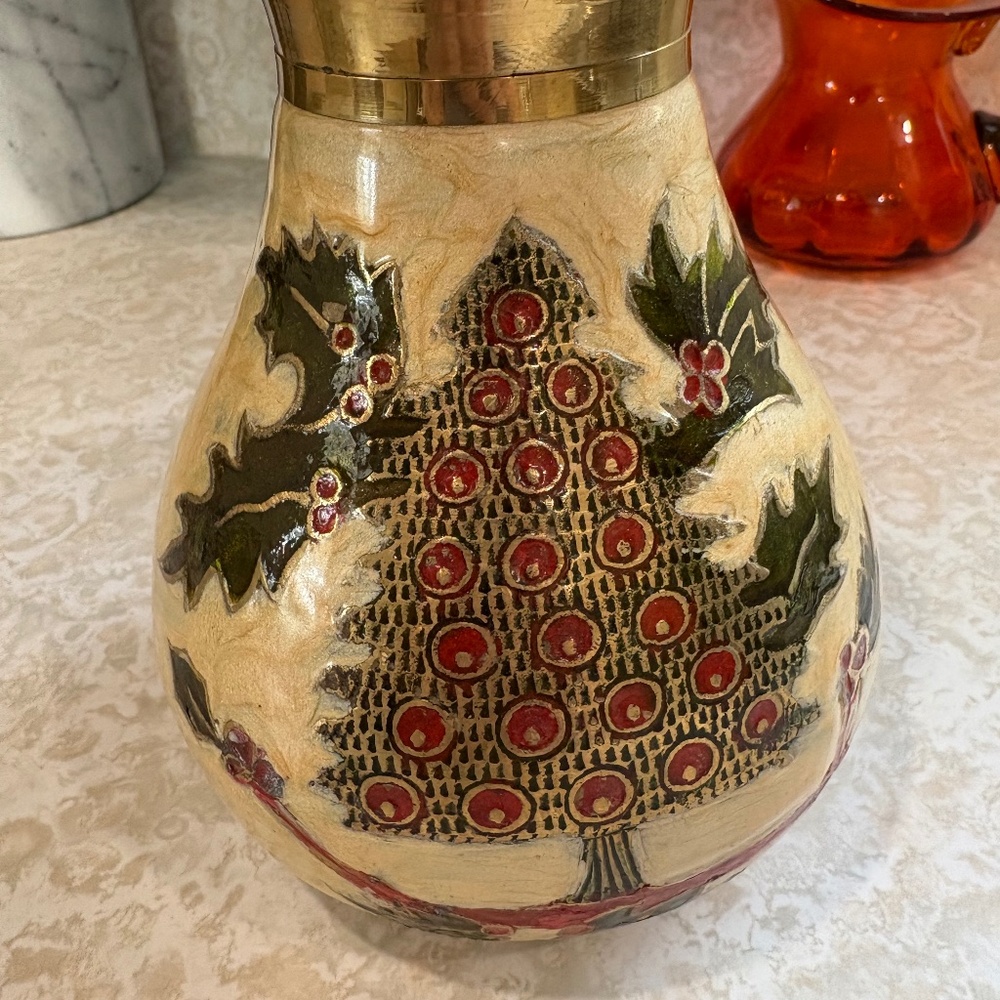 Vintage Christmas Tree Cloisonne Vase